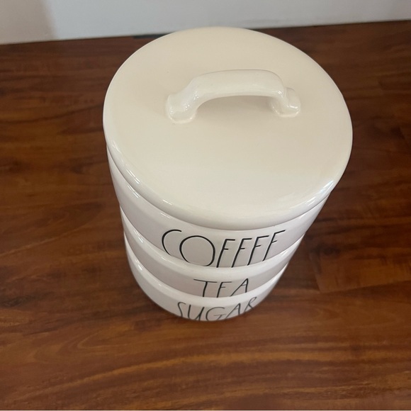 Rae Dunn White Ceramic 3 Piece Kitchen Stacking Canister Set Coffee Tea Sugar - Picture 10 of 11